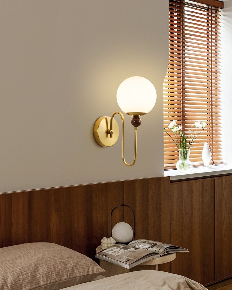 Odette Loop Wall Sconce – Modern Brass & Glass Wall Light for Bedroom, Living Room