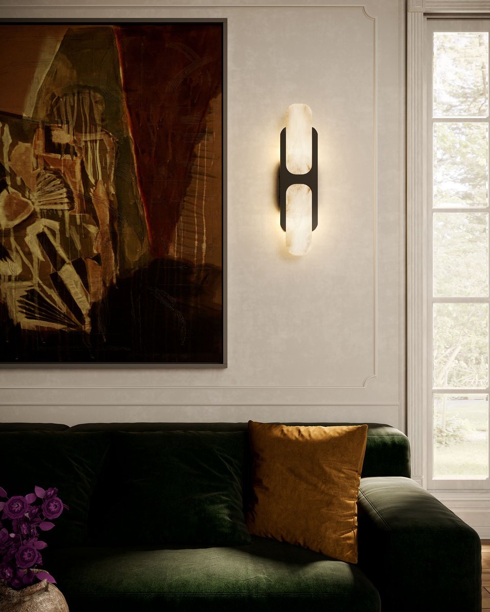 Odin Alabaster Wall Sconce in Brushed Brass | Modern Wall Lighting