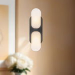 Odin Alabaster Wall Sconce in Brushed Brass | Modern Wall Lighting