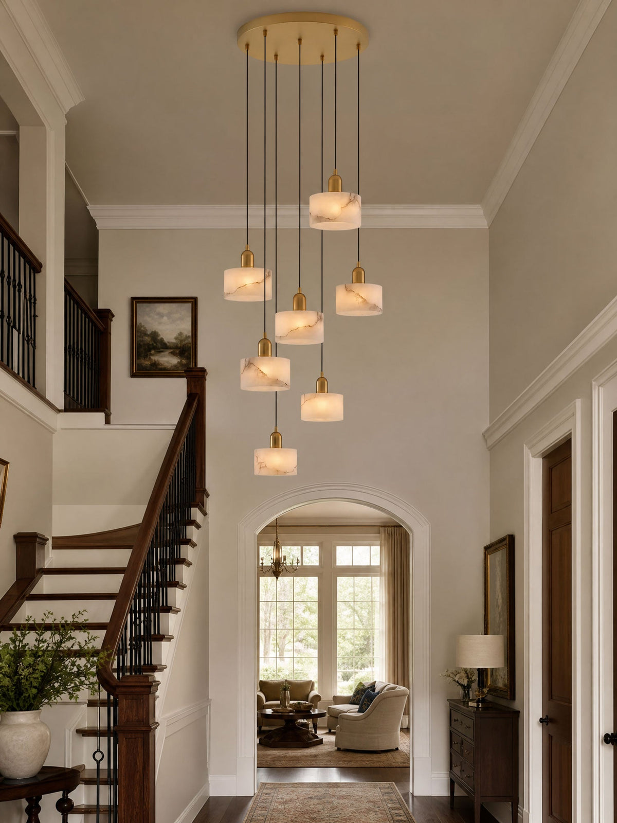Odyssey Alabaster Pendant Light – Natural Stone & Brass Modern Hanging Lamp