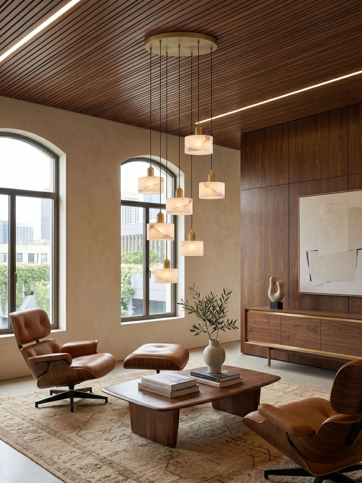 Odyssey Alabaster Pendant Light – Natural Stone & Brass Modern Hanging Lamp