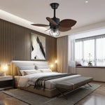 Oliver Gale Ceiling Fan Light with Industrial Cage and Walnut Blades