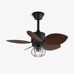 Oliver Gale Ceiling Fan Light with Industrial Cage and Walnut Blades