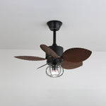 Oliver Gale Ceiling Fan Light with Industrial Cage and Walnut Blades