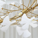 Modern Minimalist Ceramic Ginkgo Leaf Art Chandelier