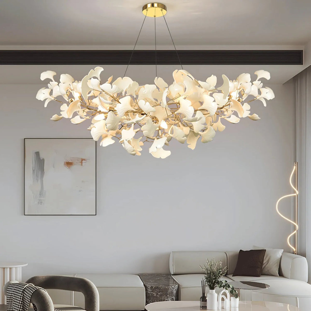 Modern Minimalist Ceramic Ginkgo Leaf Art Chandelier