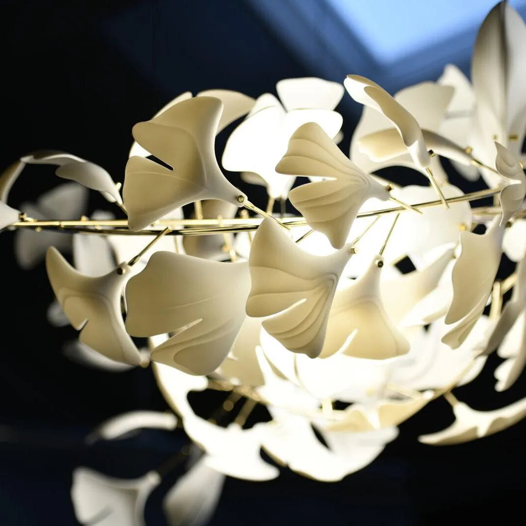 Modern Minimalist Ceramic Ginkgo Leaf Art Chandelier