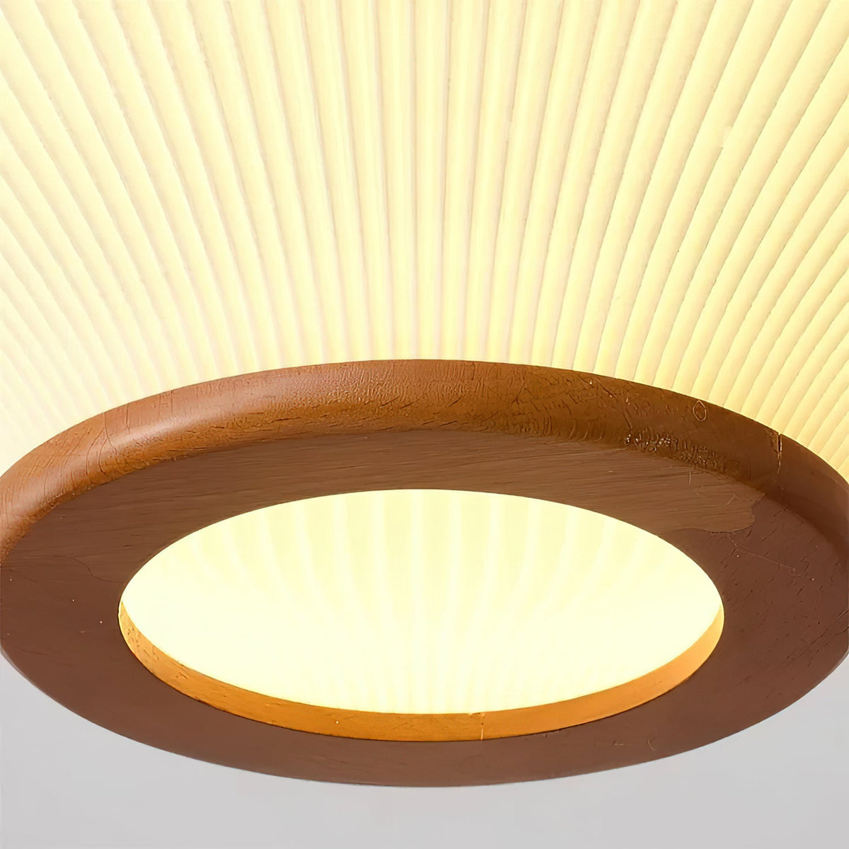 Olivra Fabric Pendant Light with Walnut Wood Accents for Dining and Living Spaces
