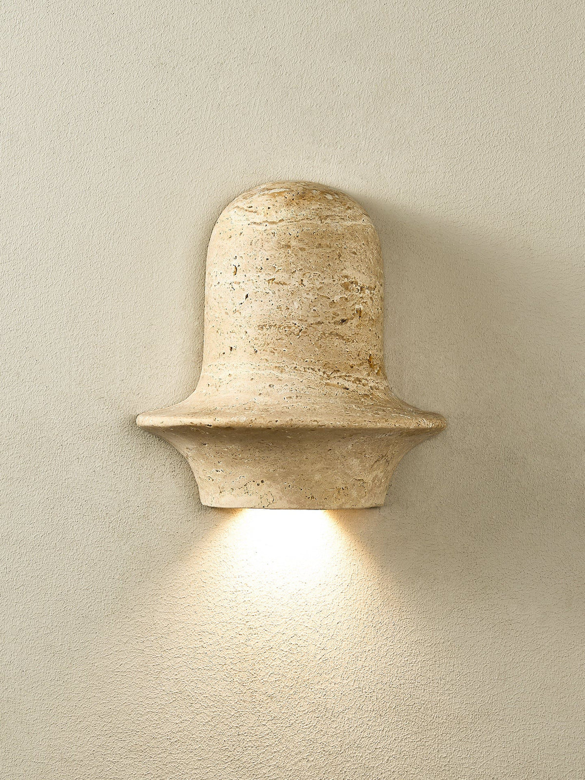 Olyndra Travertine Wall Sconce | Sculptural Stone Lighting for Modern Interiors