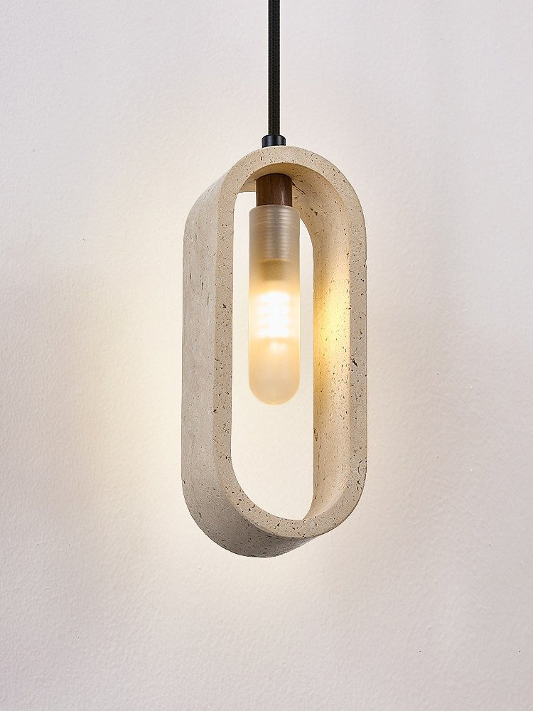 Onda Travertine Pendant Light – Natural Stone Oval Pendant Lamp