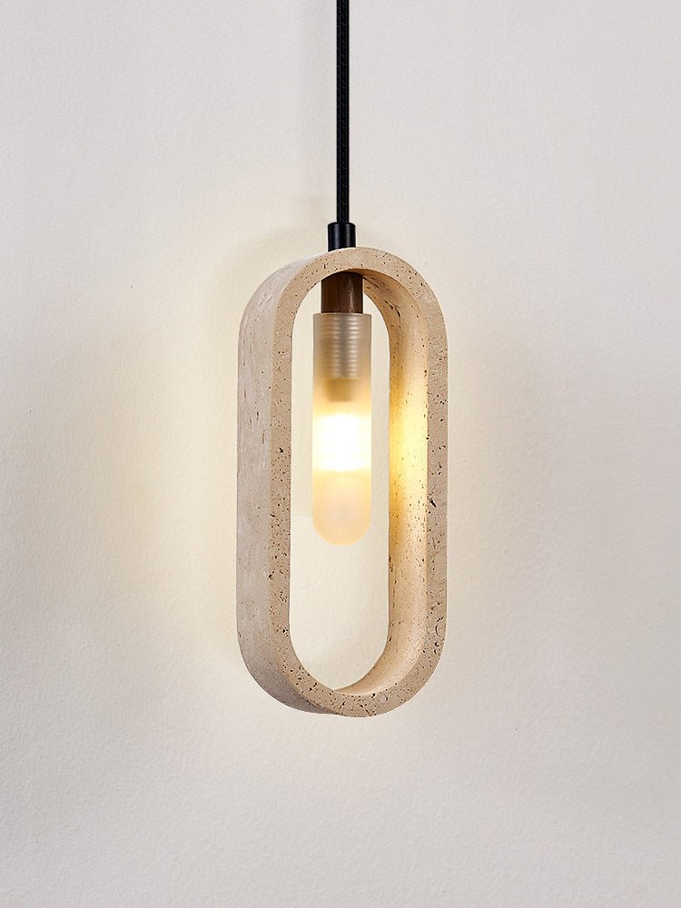 Onda Travertine Pendant Light – Natural Stone Oval Pendant Lamp