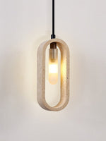 Onda Travertine Pendant Light – Natural Stone Oval Pendant Lamp