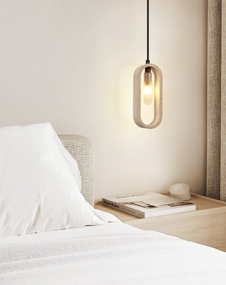 Onda Travertine Pendant Light – Natural Stone Oval Pendant Lamp