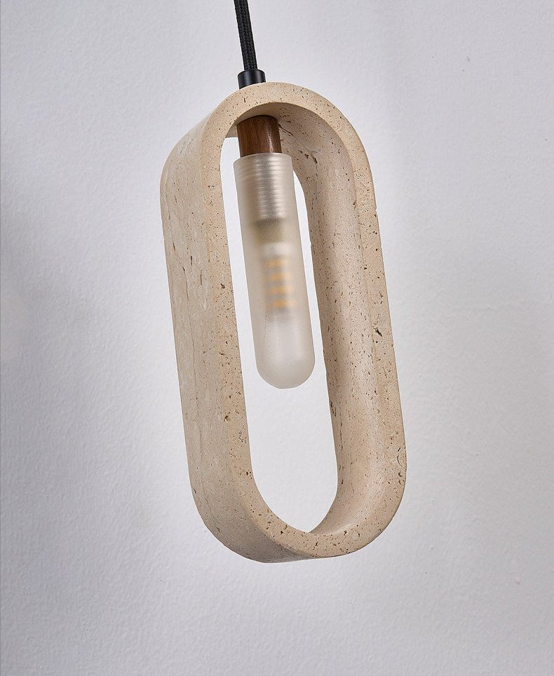 Onda Travertine Pendant Light – Natural Stone Oval Pendant Lamp