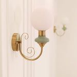 Onyx Plug-in Wall Sconce with Green Glass Shade in Gold Finish