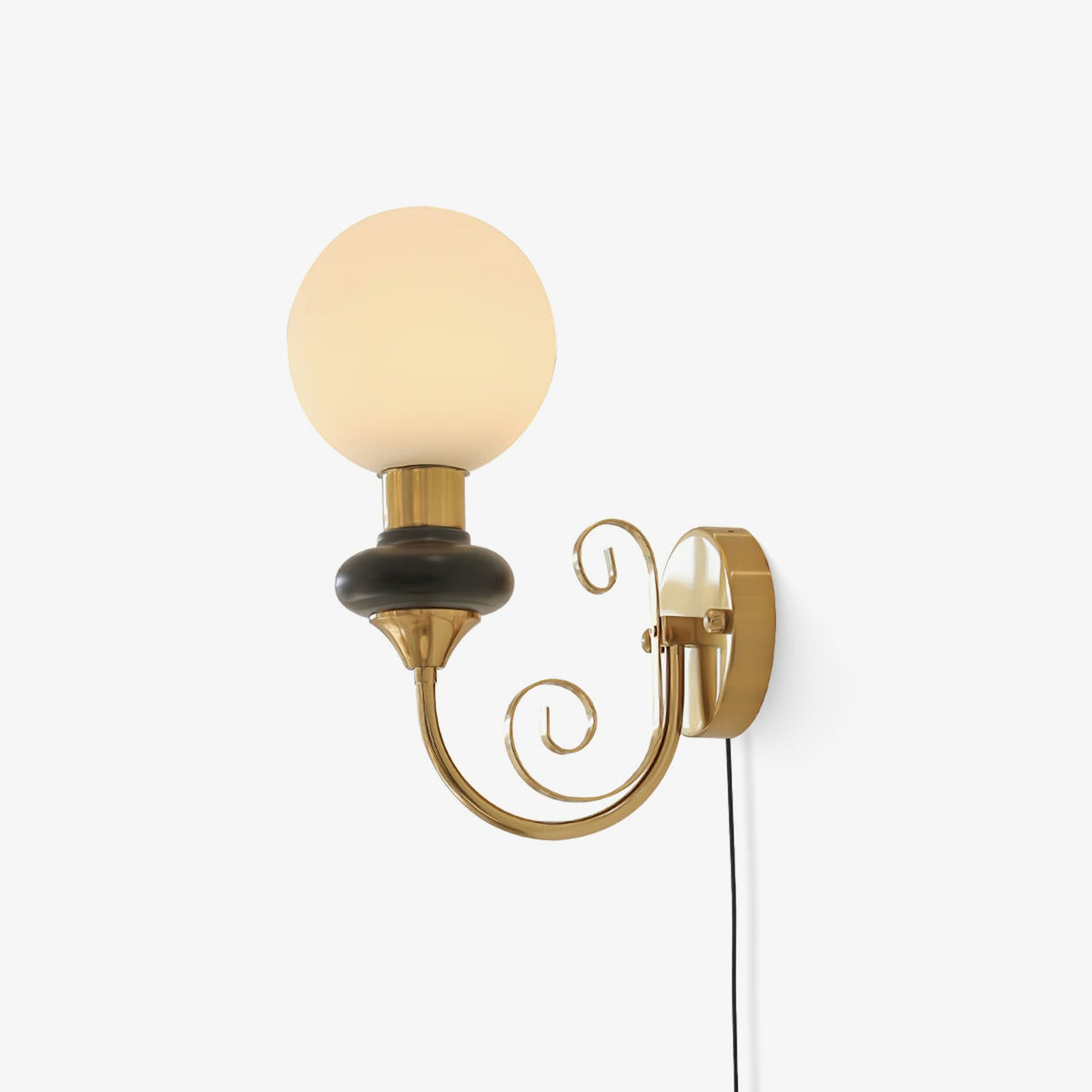 Onyx Plug-in Wall Sconce with Green Glass Shade in Gold Finish