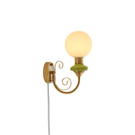 Onyx Plug-in Wall Sconce with Green Glass Shade in Gold Finish