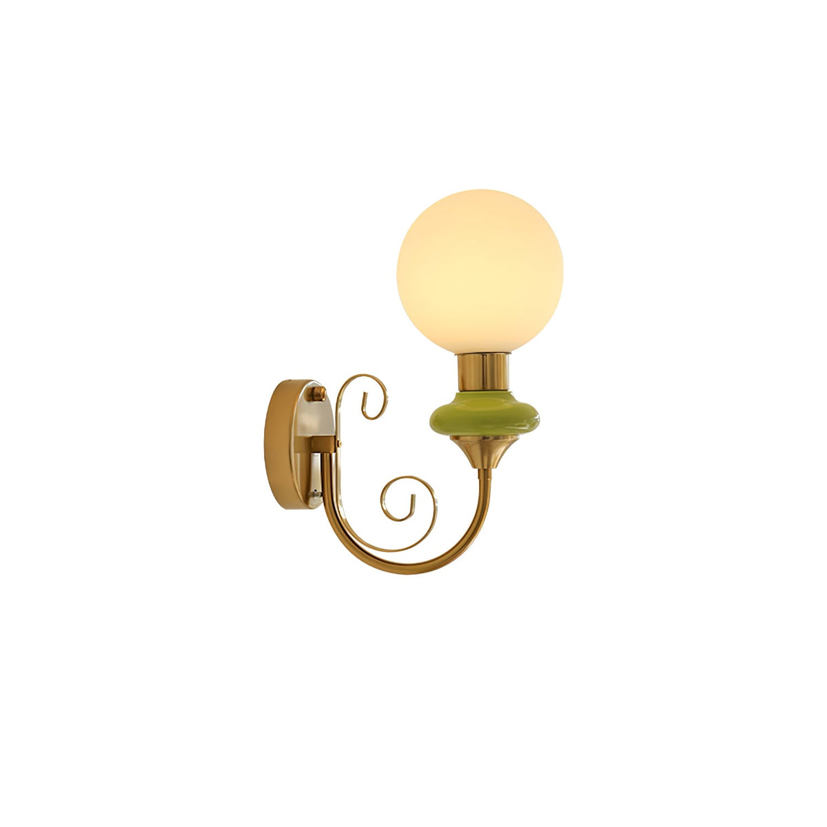 Onyx Plug-in Wall Sconce with Green Glass Shade in Gold Finish