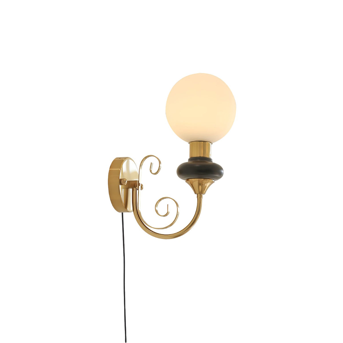 Onyx Plug-in Wall Sconce with Green Glass Shade in Gold Finish