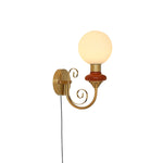 Onyx Plug-in Wall Sconce with Green Glass Shade in Gold Finish