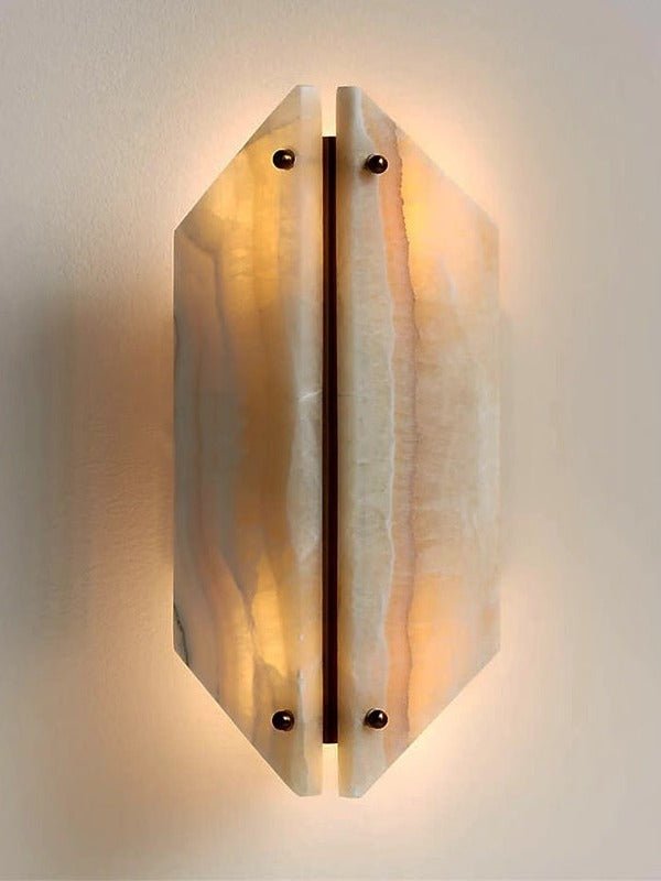 Onyxa Crest Alabaster Wall Sconce – Modern LED Wall Light for Bedroom & Living Room