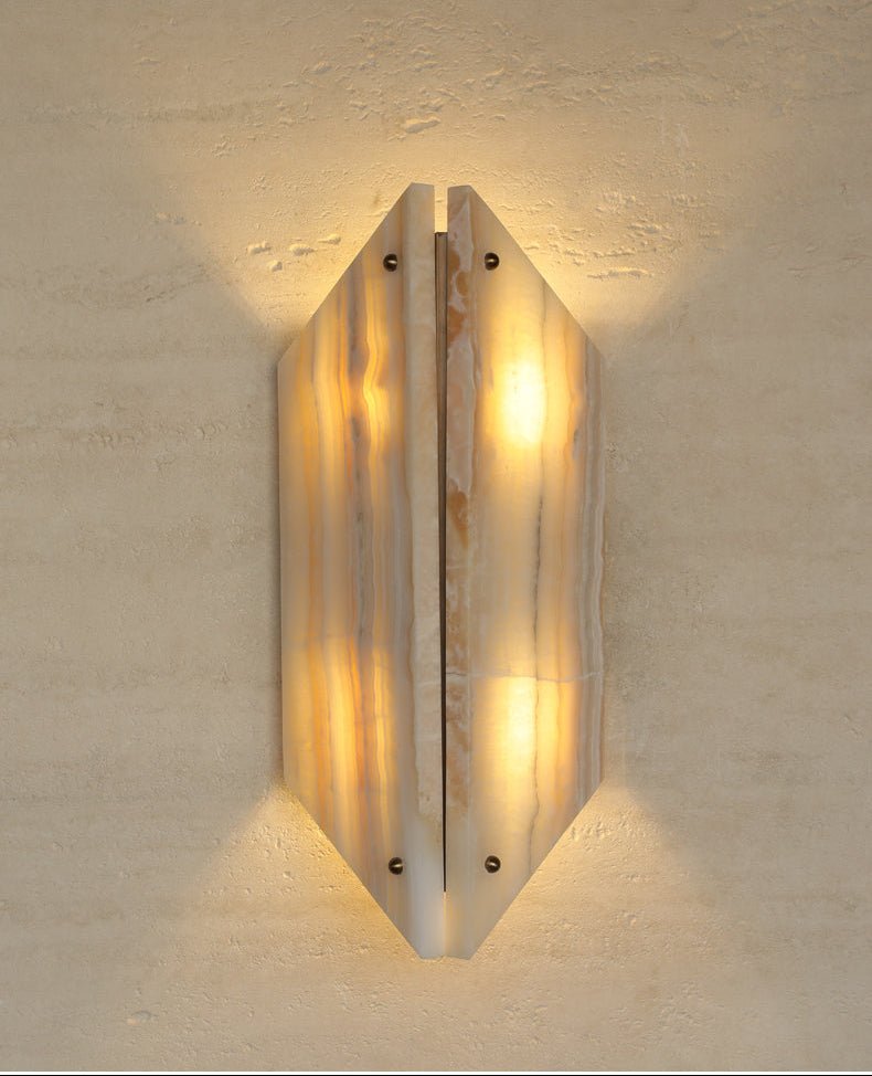 Onyxa Crest Alabaster Wall Sconce – Modern LED Wall Light for Bedroom & Living Room