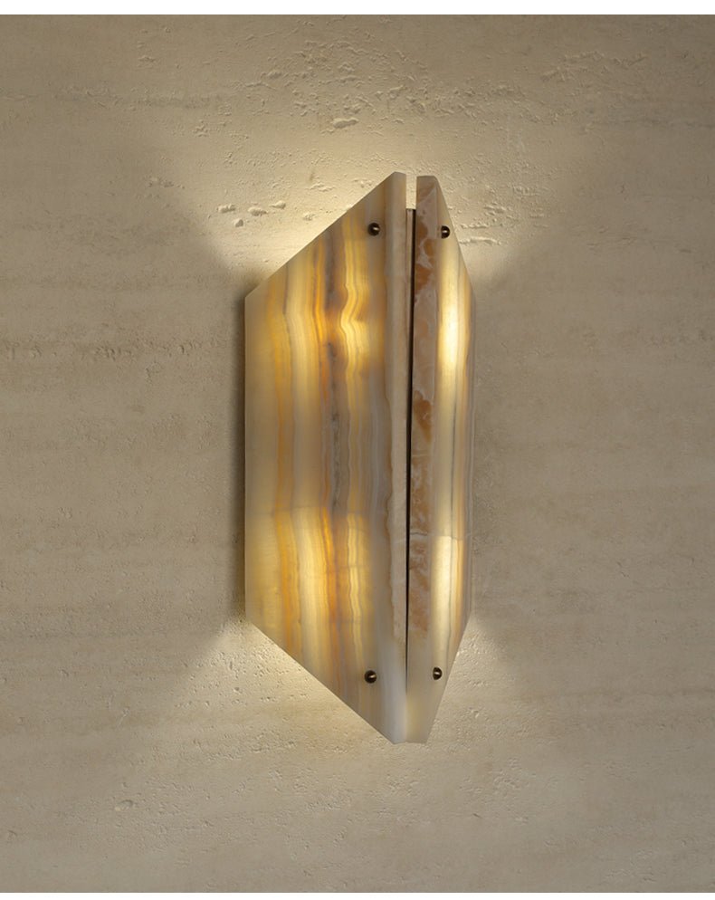 Onyxa Crest Alabaster Wall Sconce – Modern LED Wall Light for Bedroom & Living Room