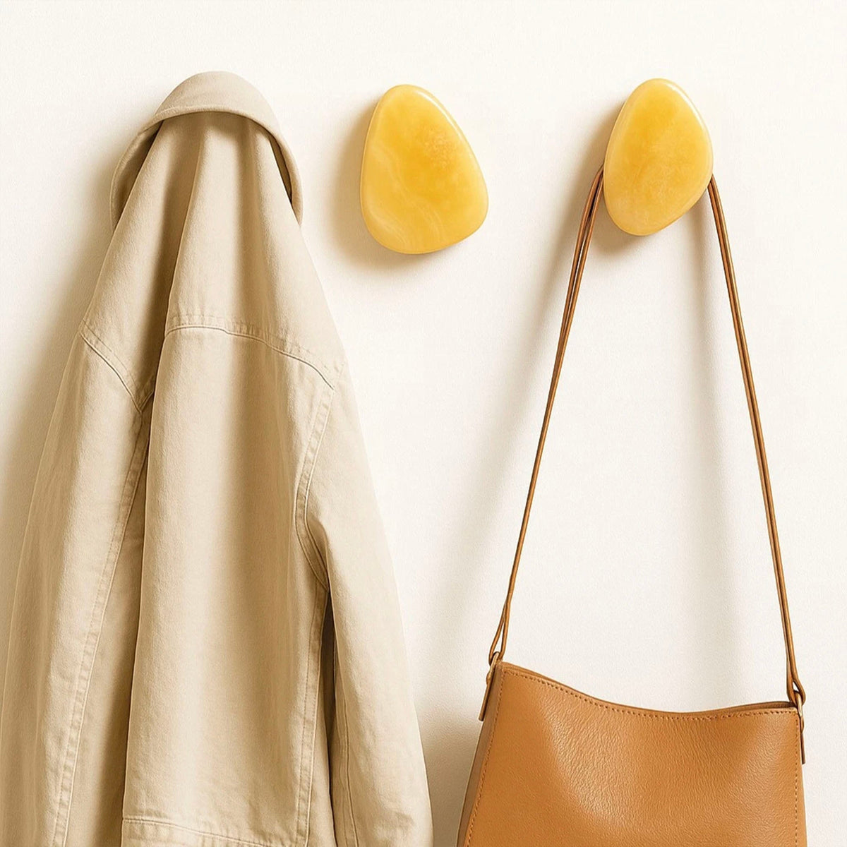 Amber Onyx Wall Coat Hook – Sculptural Marble Hook for Entryway and Living Spaces