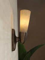 Opal Alabaster Twist Wall Sconce in Bronze Finish