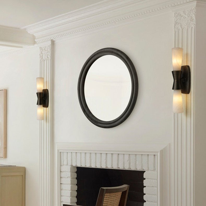 Opal Alabaster Twist Wall Sconce in Bronze Finish