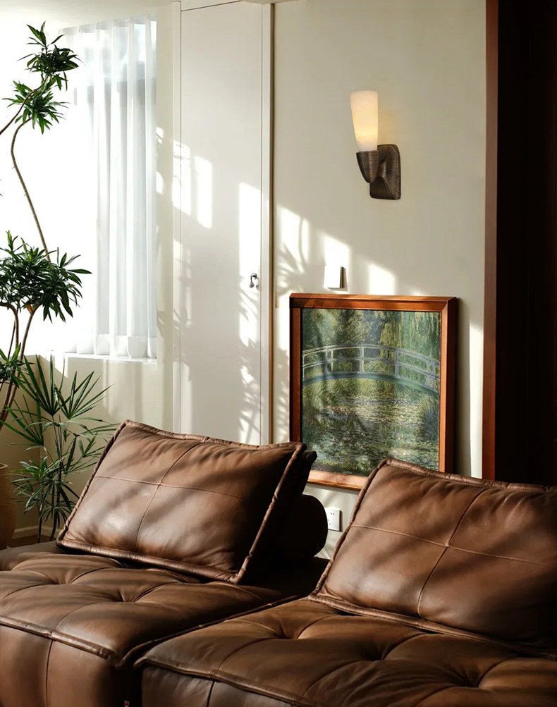 Opal Alabaster Twist Wall Sconce in Bronze Finish