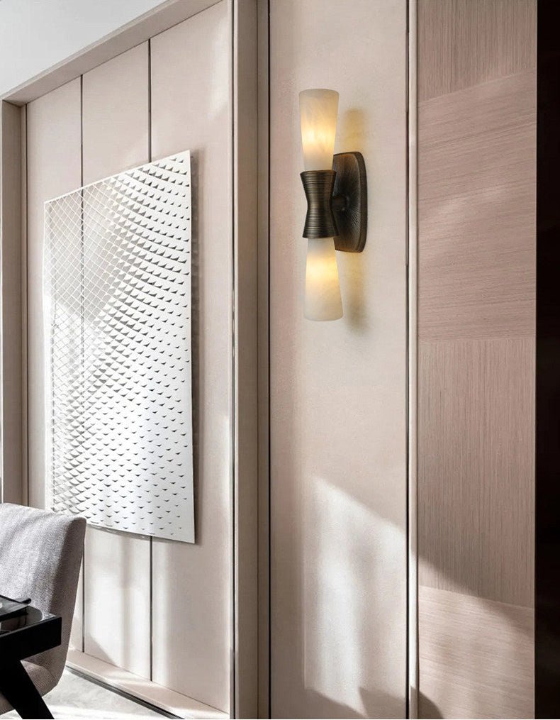 Opal Alabaster Twist Wall Sconce in Bronze Finish