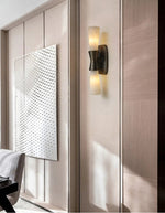 Opal Alabaster Twist Wall Sconce in Bronze Finish