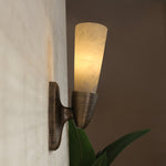 Opal Alabaster Twist Wall Sconce in Bronze Finish