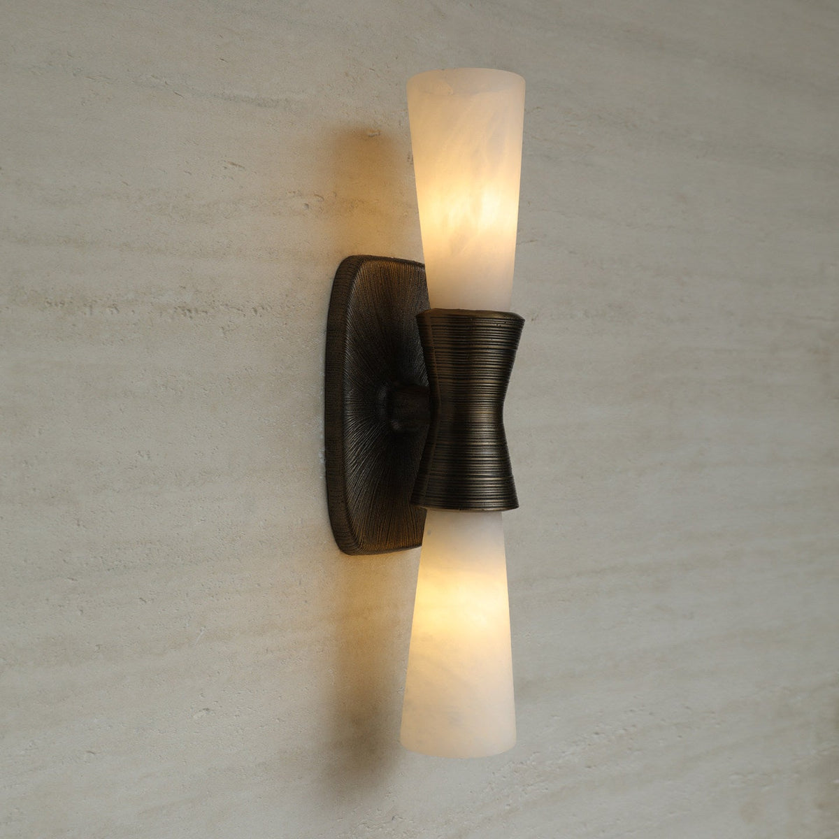 Opal Alabaster Twist Wall Sconce in Bronze Finish