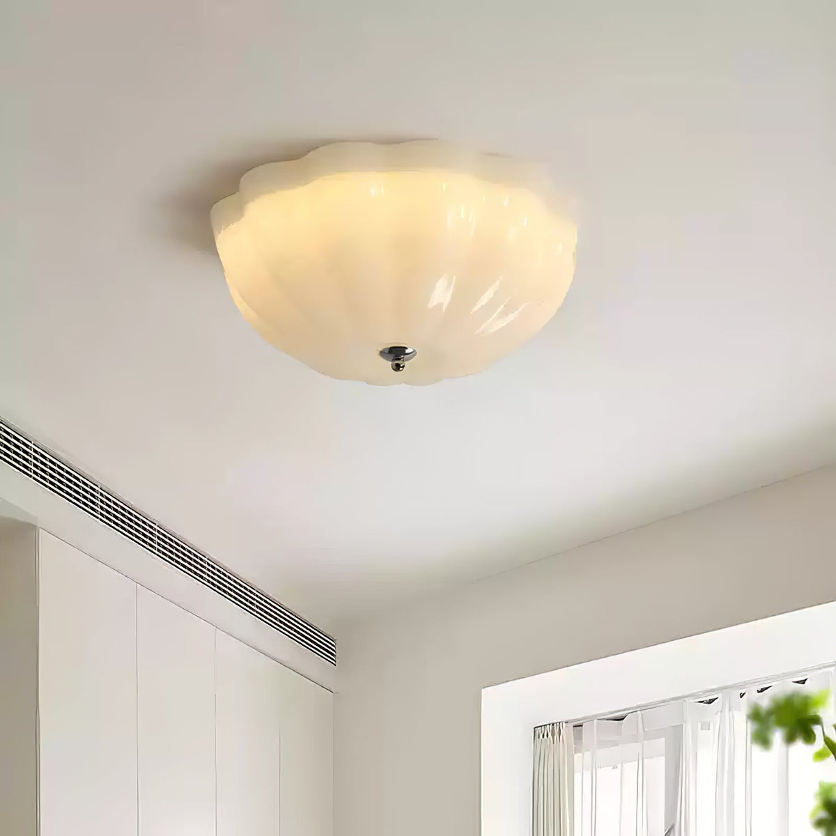 Opal Shell Flush Mount Ceiling Light, Modern Glass LED Ceiling Lamp for Living Room and Bedroom
