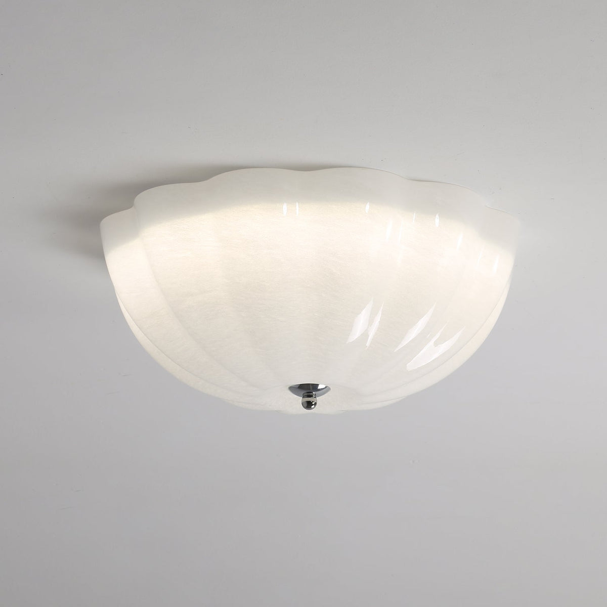 Opal Shell Flush Mount Ceiling Light, Modern Glass LED Ceiling Lamp for Living Room and Bedroom
