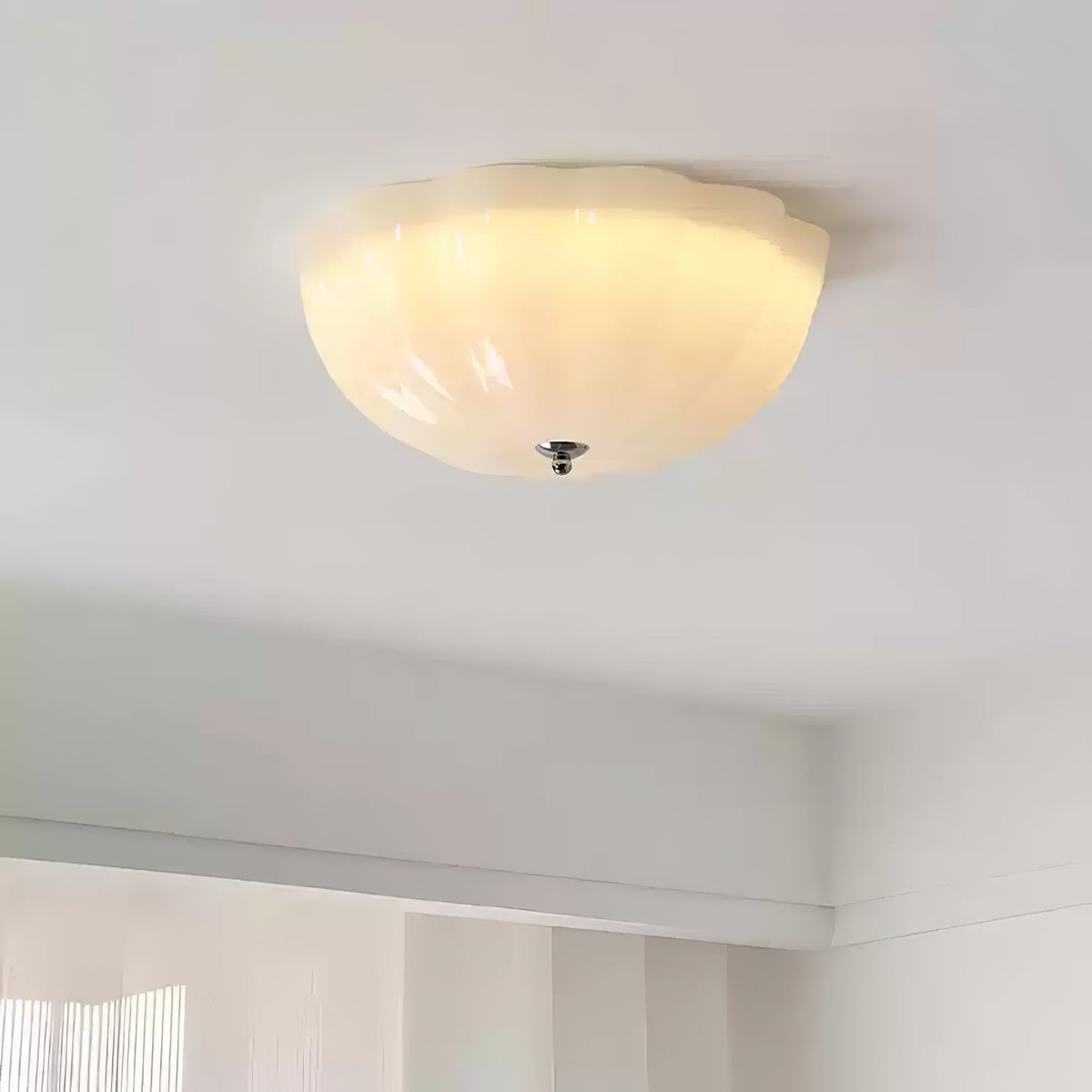 Opal Shell Flush Mount Ceiling Light, Modern Glass LED Ceiling Lamp for Living Room and Bedroom
