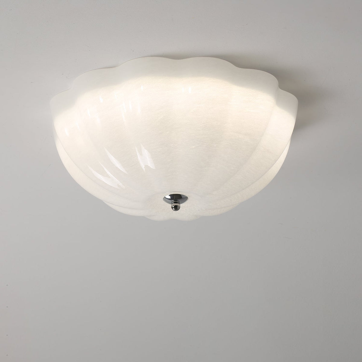 Opal Shell Flush Mount Ceiling Light, Modern Glass LED Ceiling Lamp for Living Room and Bedroom