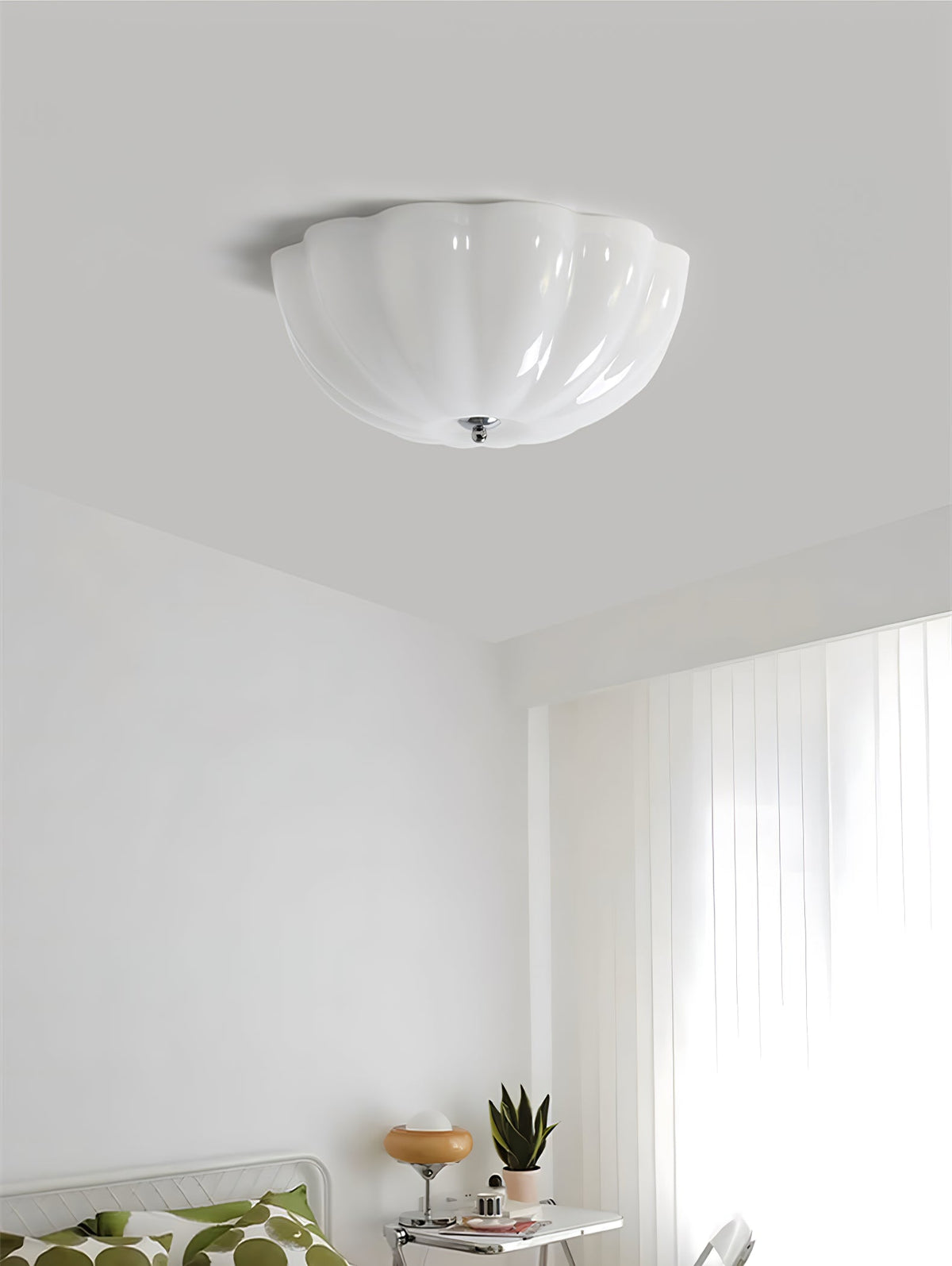 Opal Shell Flush Mount Ceiling Light, Modern Glass LED Ceiling Lamp for Living Room and Bedroom