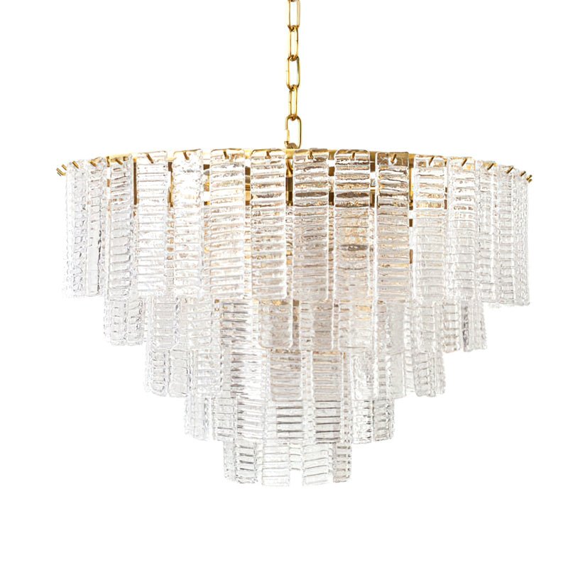 Opalora Pink Glass Chandelier | Murano-Style Gold Accent Lighting