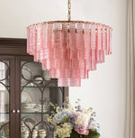 Opalora Pink Glass Chandelier | Murano-Style Gold Accent Lighting