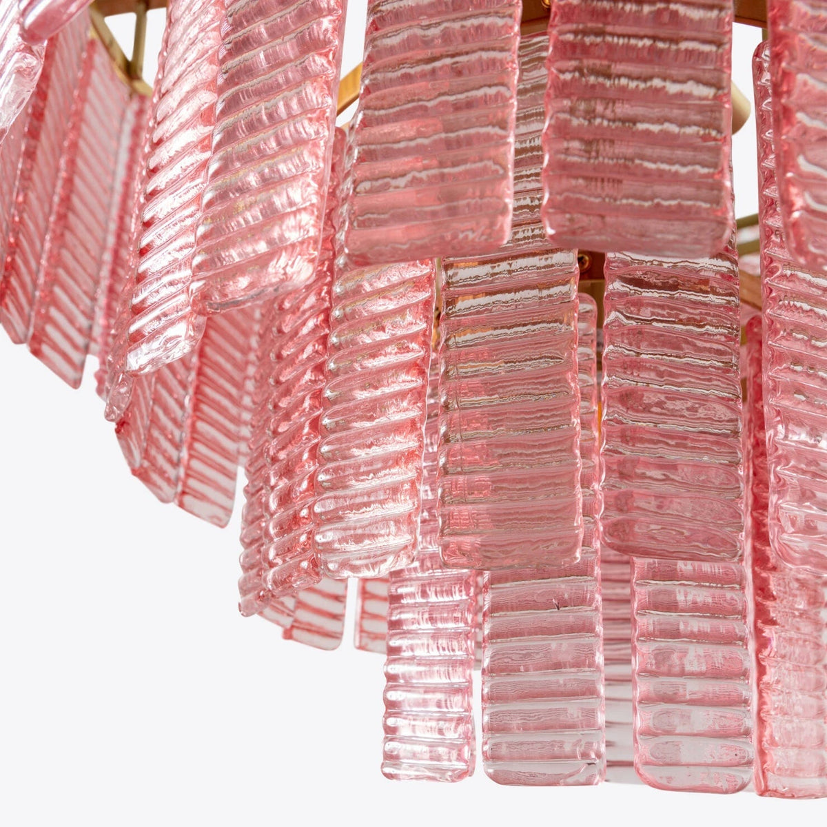 Opalora Pink Glass Chandelier | Murano-Style Gold Accent Lighting