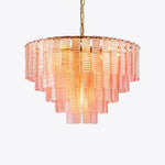 Opalora Pink Glass Chandelier | Murano-Style Gold Accent Lighting