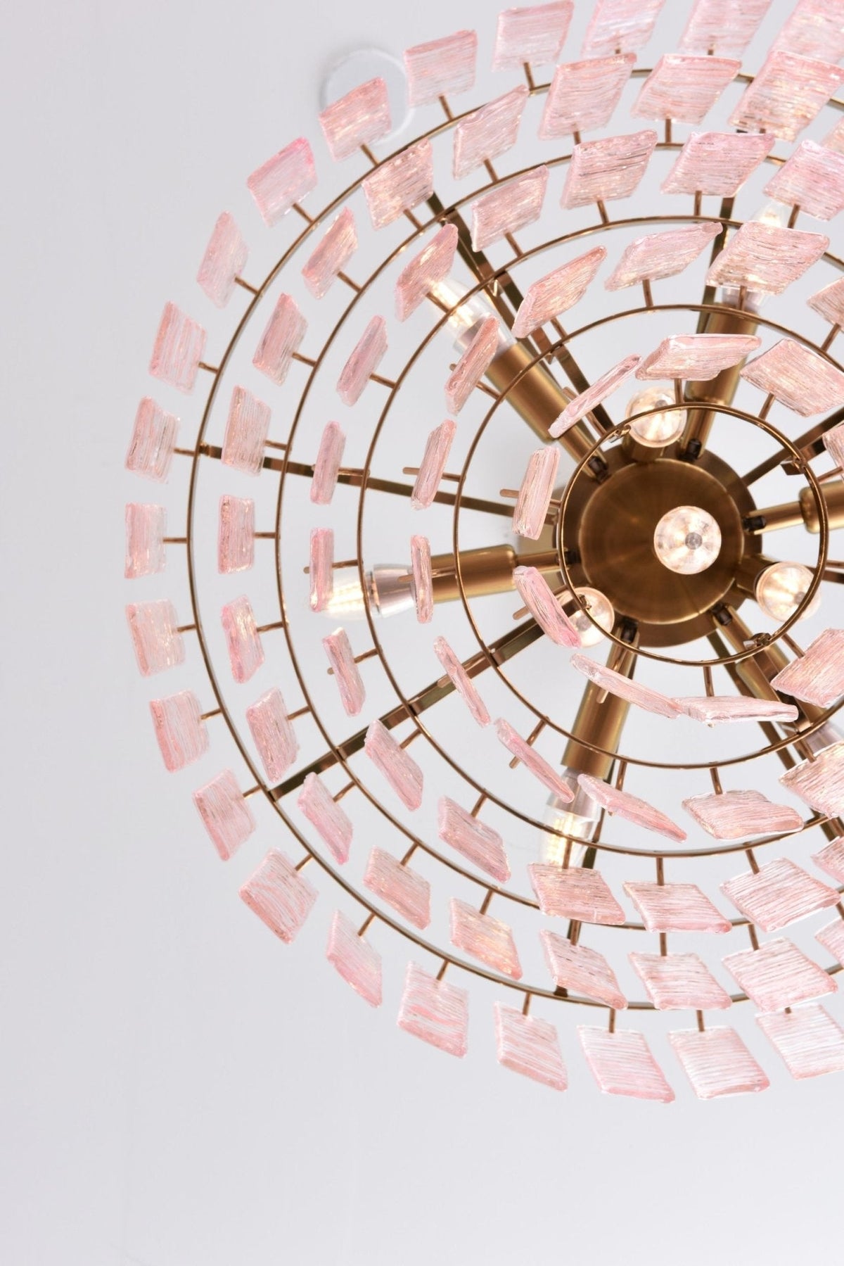 Opalora Pink Glass Chandelier | Murano-Style Gold Accent Lighting