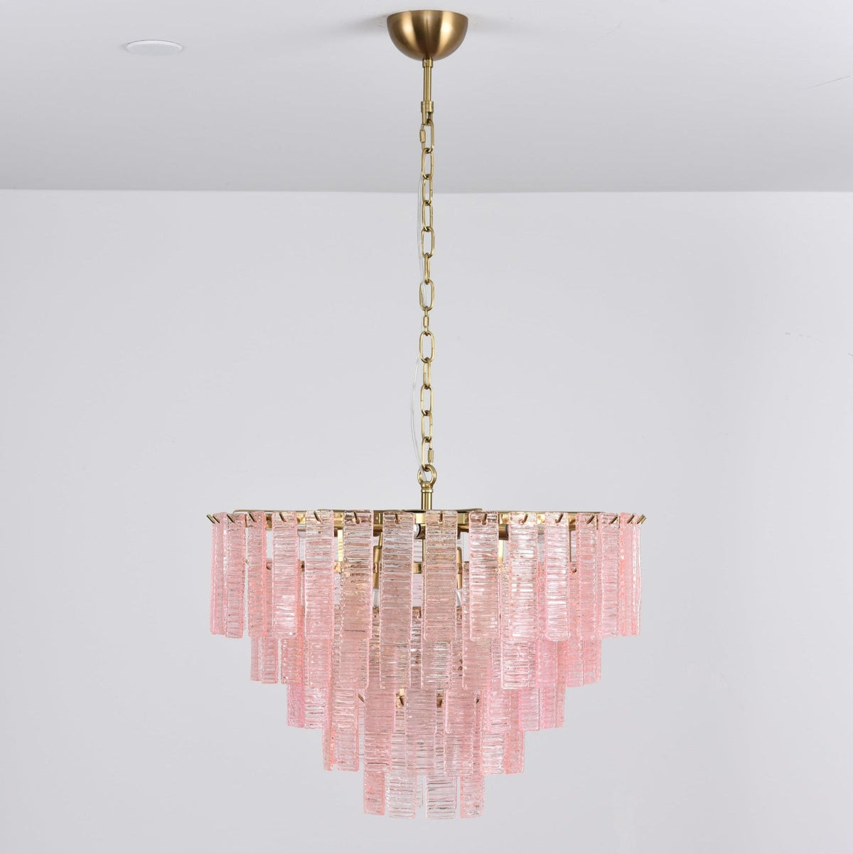 Opalora Pink Glass Chandelier | Murano-Style Gold Accent Lighting