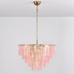 Opalora Pink Glass Chandelier | Murano-Style Gold Accent Lighting