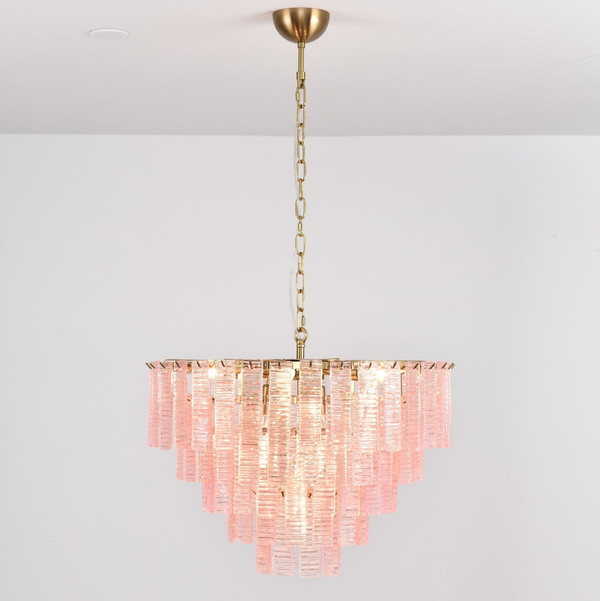 Opalora Pink Glass Chandelier | Murano-Style Gold Accent Lighting