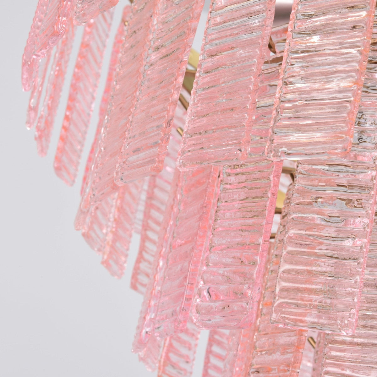 Opalora Pink Glass Chandelier | Murano-Style Gold Accent Lighting