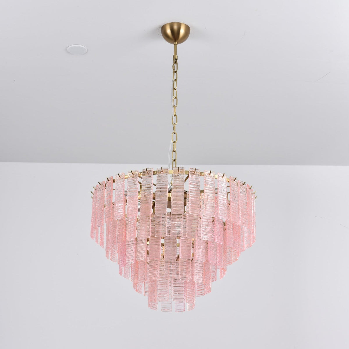 Opalora Pink Glass Chandelier | Murano-Style Gold Accent Lighting